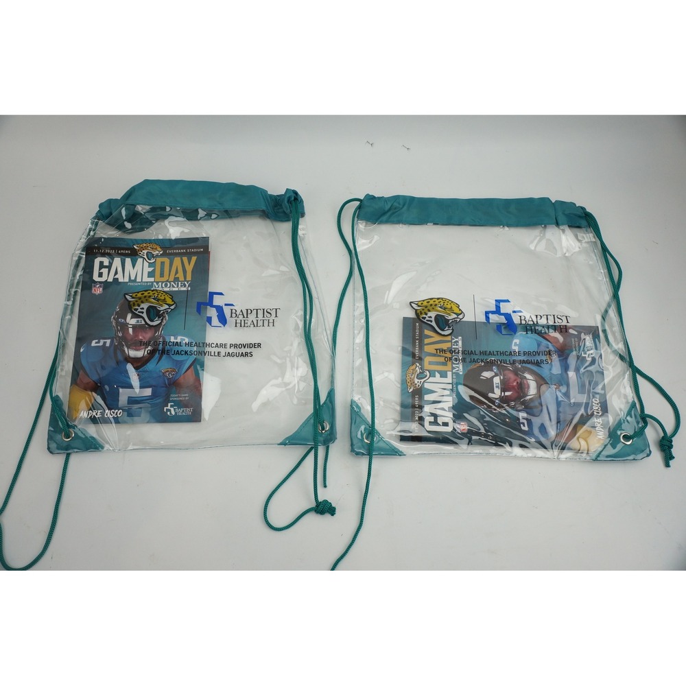 2pc Jacksonville Jaguars Clear Drawstring Stadium Bag Program Lot 2023 Clear VGC